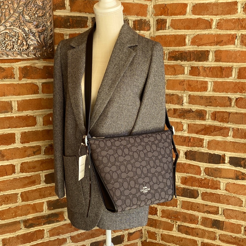 Coach Signature Black and Gray Shoulder Bag
